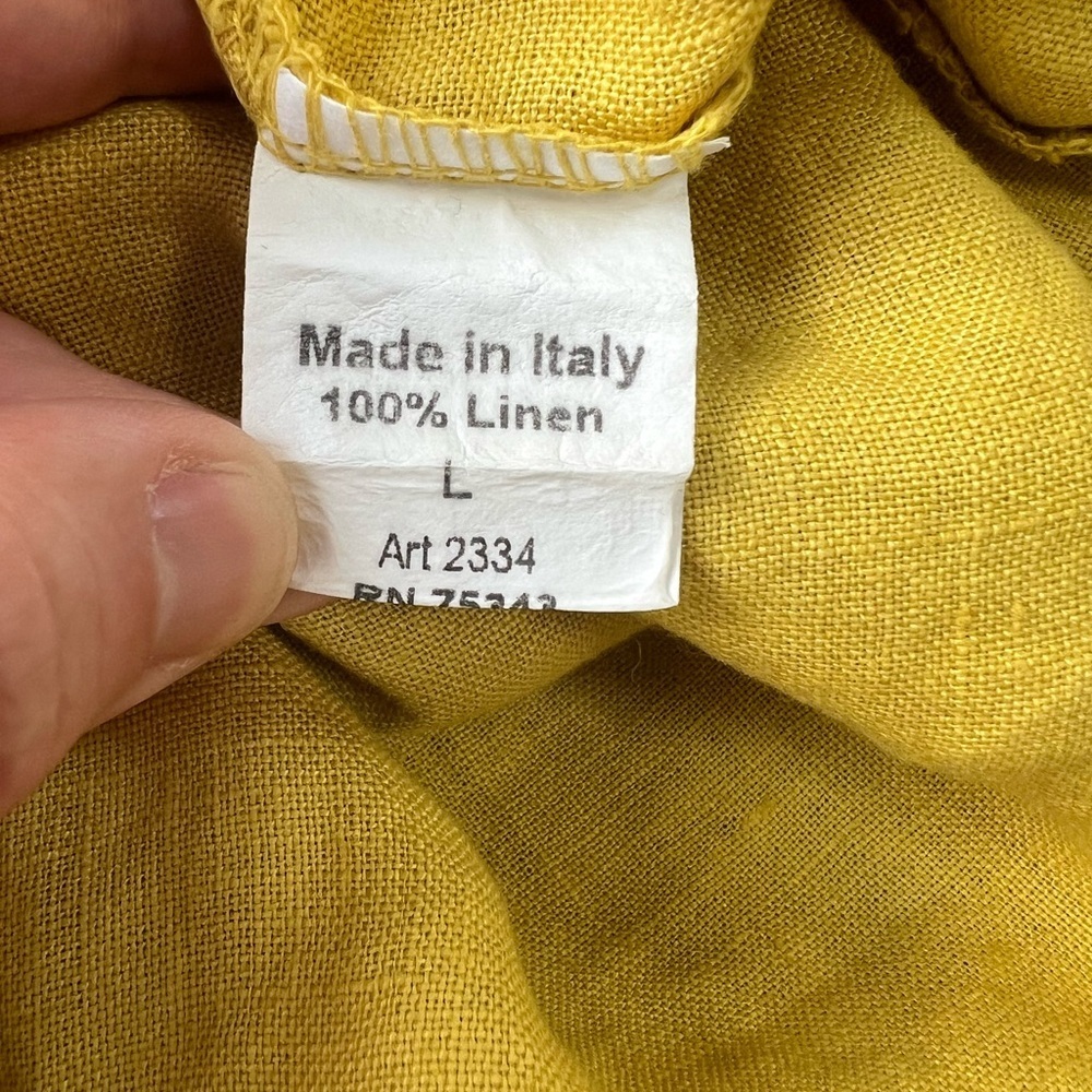 Terzo Millennio 100% Linen Ruffle Hem Shift Dress in Chartreuse Yellow, L - Picture 5 of 7
